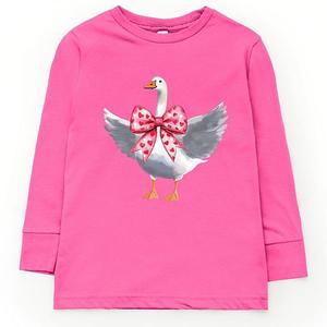 Футболка с длинным рукавом Valentine goose coquette для малышей The Juniper Shop, Hot Pink
