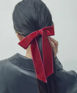 Длинная велюровая ленточная заколка для волос Goldy, цвет Red