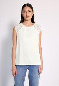 Футболка Street One Studio MIT SPITZE, Weiß/Off-White