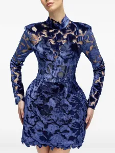 Кружевное мини-платье с длинными рукавами Araftu, синий