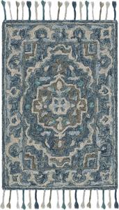 Ковер SAFAVIEH, 69 x 153 см, Aspen Collection, Dark Blue & Grey, ручная работа, бохо с плетеными кистями из шерсти, идеально для помещений с высокой проходимостью: прихожая, гостиная, спальня (APN230A)