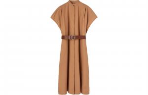 Беспалый рубашка-платье с поясом JIL SANDER, коричневый