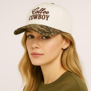 Бейсболка с пятью панелями из парусины и козырьком в форме кофейного ковбоя с вышитой надписью, украшенной животными FASHNZFAB, коричневый