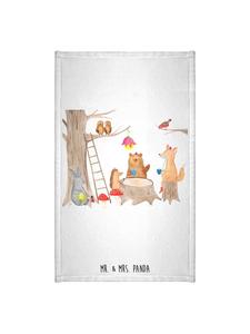 Mr. & Mrs. Panda Гостевое полотенце, пикник с лесными животными, без надписей, белого цвета