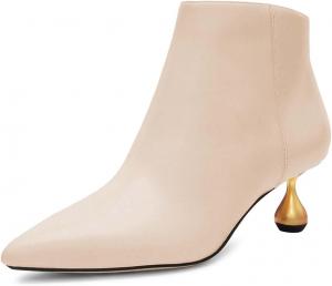 Женские милые ботильоны XYD с низким расклешенным каблуком, зауженным носком и боковой молнией, подходящие к платью для вечеринки, короткие ботинки, Peachpuff