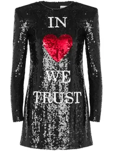 Платье мини In Love We Trust с пайетками Moschino, черный