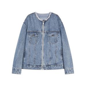 ELLE Пуховик Women's Denim Blue с круглым вырезом утепленный