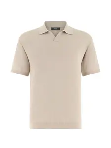 Вязаное поло с открытым воротом Boggi Milano, бежевый