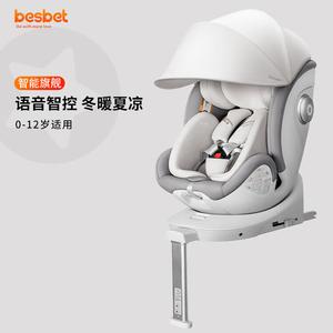 Besbet Happy Series детское автокресло для возраста 0-12 лет, детское автокресло с вращением на 360°, серия Dream Chasing - цвет Seagull Gray (умная вентиляция и обогрев) Cybex