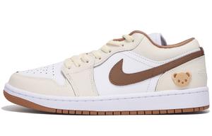 Jordan Баскетбольные кроссовки Air 1 Anti Slip, износостойкие, низкие, винтажные, унисекс, белые, коричневые