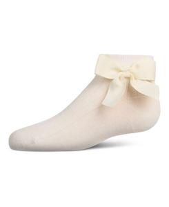 Детские носки с бантиком в рубчик на щиколотке MeMoi, Winter white