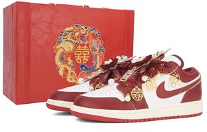 Jordan Кроссовки Air 1 Vintage баскетбольные женские Low top Red/White/Gold
