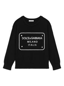 Dolce & Gabbana Kids шерстяной джемпер с вышитым логотипом, черный
