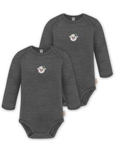 Normani Outdoor Sports Комплект из 2 детских боди с длинными рукавами из мериносовой шерсти, цвет антрацит, Окленд