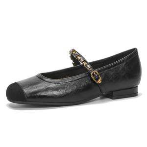 Туфли Мэри Джейн на массивном каблуке 2 см женские Bamiti, Black