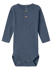 Name it Боди с длинными рукавами в винтажном цвете индиго "Дедушка"
