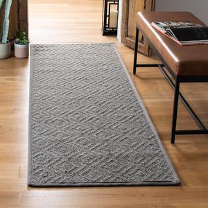 Ковер-дорожка SAFAVIEH, 77 x 427 см, Natural Fiber Collection - Light Grey & Grey, дизайн с деревенской канвой из сизаля, простой уход, идеально для помещений с высокой проходимостью: гостиная, спальня (NF154B)