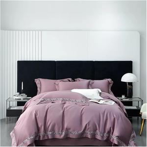 UWYTGF Комплект постельного белья High End белый из египетского хлопка с ажурной вышивкой и широкой каймой