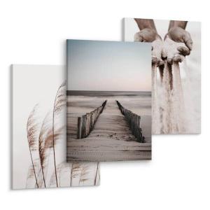 Картины на холсте Muralo Set Strand Pflanzen Hände цвет beige/blau/braun