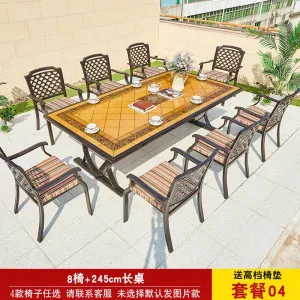 Комплект садовой мебели Green Water: 8 стульев, стол с резьбой, прямоугольный, 245 см, (№04)