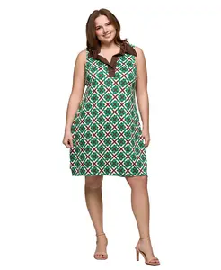 Мини-платье без рукавов с воротником больших размеров 24seven Comfort Apparel, зеленый
