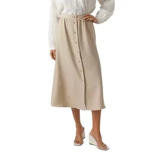 Юбка Vero Moda Melaney High Waist Long Skirt, бежевый