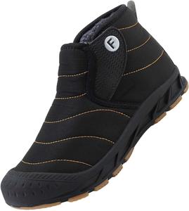 Женские и мужские зимние ботинки для снега, слипоны на щиколотку, противоскользящие, водостойкие, полностью с меховой подкладкой, для улицы Generic, Black