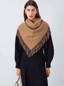 Шерстяной шарф-косынка с бахромой John Lewis, Camel Marl