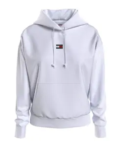 Белая хлопковая футболка с логотипом, переходный стиль. Tommy Jeans, белый