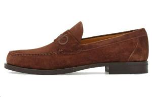 Кожаные лоферы с вышитым логотипом Ferragamo, коричневый