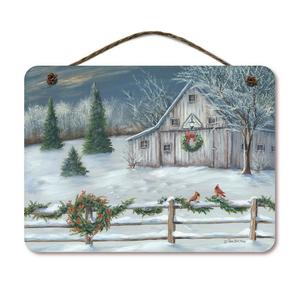 ПРИДНИЙ РЫНОК белый рождественский подвесной артборд размером 12 x 16 дюймов COURTSIDE MARKET, мультиколор