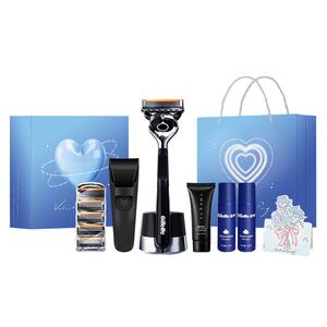 Ручная бритва для всего тела с 5 лезвиями, скрытыми лезвиями, гладким и магнитным боксом, 1 ручка, 5 лезвий + магнитная подставка Gillette, серебристо-черный