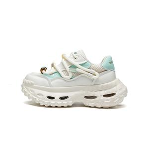 Амортизирующие, износостойкие, дышащие, увеличивающие рост, низкие, массивные кроссовки для женщин FAIRWHALE, White Green (Women'S)