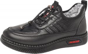 Зимние женские ботинки для пожилых из бархата и искусственной кожи, водонепроницаемые, на плоской мягкой подошве, с термоизоляцией и меховой подкладкой, пушистые, для мам Generic, Black