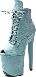 Женские экзотические ботильоны для пол-дэнс WUXIN H&P с высокой платформой, 8-дюймовым каблуком-стилето и шнуровкой, Teal