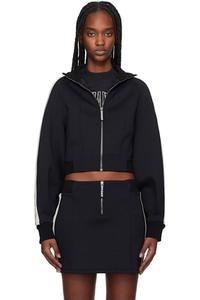 Черная укороченная спортивная куртка из неопрена Palm Angels