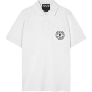 Джинсы Couture поло с вышитым логотипом VERSACE, белый