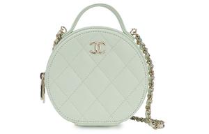 Сумка круглая из телячьей кожи, женская сумка через плечо, светло-зеленая CHANEL