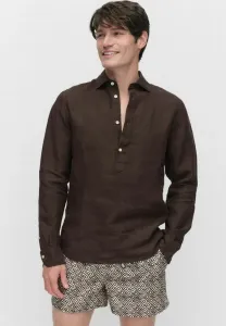 Льняная рубашка-поло «марсель» Bläck, Dk Brown