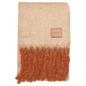 Шарф с нашивкой и бахромой Loewe, бежевый оранжевый