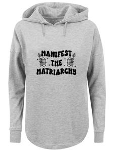 Толстовка свободного кроя с принтом Феминистский манифест, матриархат, женский день в сером цвете F4NT4STIC