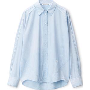 Рубашка T By с асимметричным подолом в полоску Alexander Wang, светло-голубой