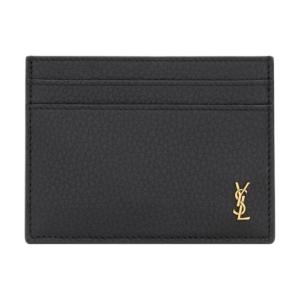 SAINT LAURENT Кожаный картхолдер женский черный