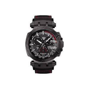 TISSOT Часы Race Collection Quartz Movement Men's Watch Watch 44mm And Above Black Dial Stainless Steel Case Rubber Strap, Smoke Gray Watch Dial