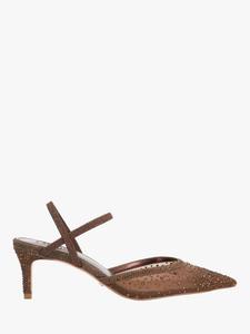 Широкие туфли-лодочки на каблуке с острым носком, украшенные кристаллами и сетчатой отделкой Dune London, Brown