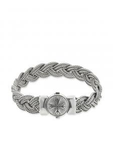 Большой плоский плетеный браслет с бриллиантовой огранкой Emanuele Bicocchi, серебряный