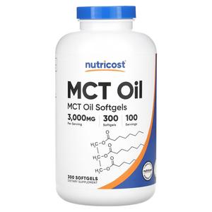 Масло Nutricost MCT 3000 мг, 300 мягких таблеток (1000 мг на мягкую таблетку)