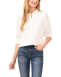 Блуза CeCe Elbow Sleeve Open Collar, цвет New Ivory