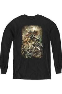 Футболка с длинным рукавом "Justice League of America: Последствия" для молодежи Gildan, черный