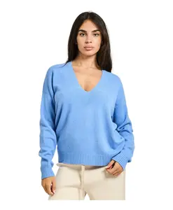 Пуловер с V-образным вырезом Manila Grace, синий